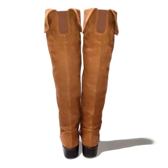 STUART WEITZMAN Thigh-High Boot Suede Leather OTK Cognac Walnut Brown Low Heel 7 - Picture 8 of 16